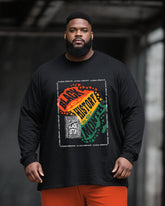 Big & Tall Men's Juneteenth Gradient Letter Print Long Sleeve T-shirt Trousers Suit
